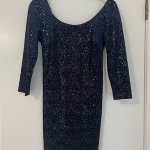 Blue sparkle and velvet party dress